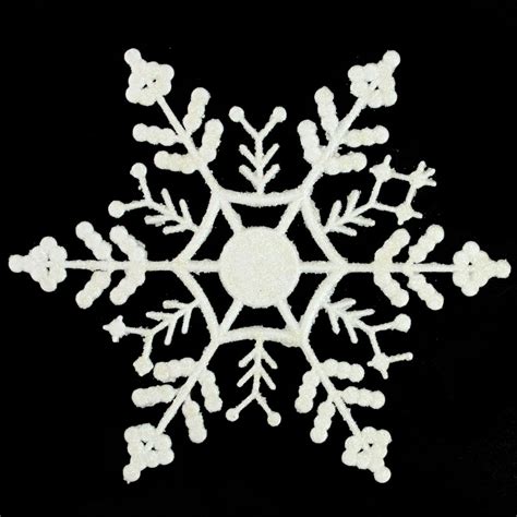 12ct White Glitter Snowflake Hanging Christmas Ornaments 6.25 ...