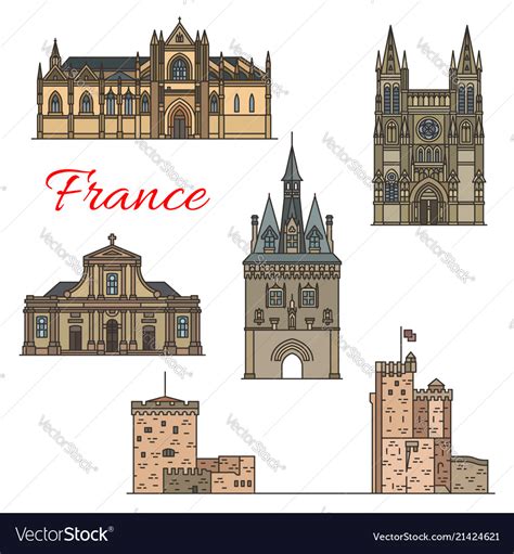 Travel landmarks of medieval french architecture Vector Image