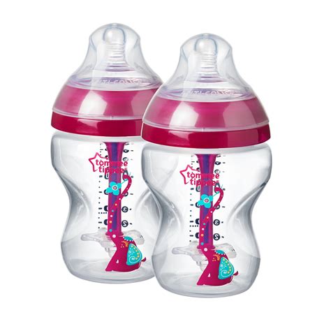 Tommee Tippee Advanced Anti-Colic Decorated Baby Bottles, Girl ? 9 ounce, Pink, 2 Count ...