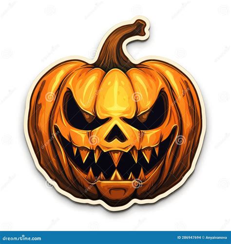 A Sticker of a Pumpkin with an Evil Face. Stock Illustration ...