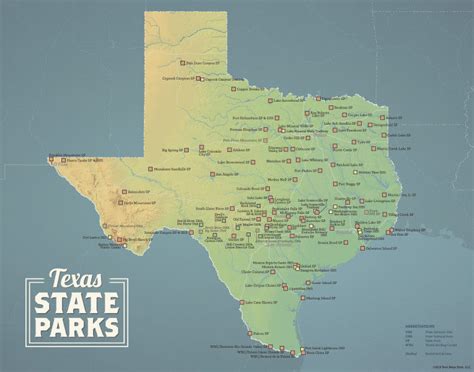 Texas State Parks Map 11x14 Print - Best Maps Ever