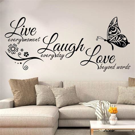 Buy Live Laugh Love Butterfly Flower Wall Art Sticker Modern Wall ...