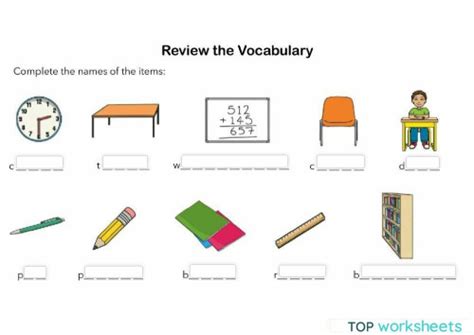 Classroom Vocabulary. Interactive worksheet | TopWorksheets