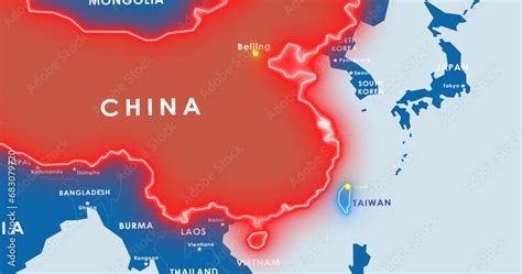 Map of China and Taiwan. Possible crisis in relationships. Stock ...