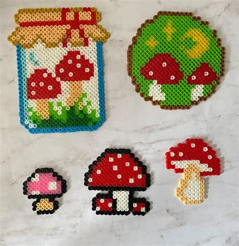 Mushroom Bead Art - Etsy | Perler bead disney, Easy perler beads ideas ...