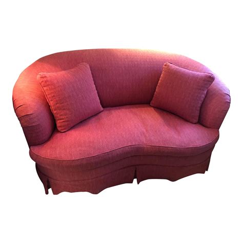 Modern Traditional Style Crescent Shaped Love Seat | Chairish