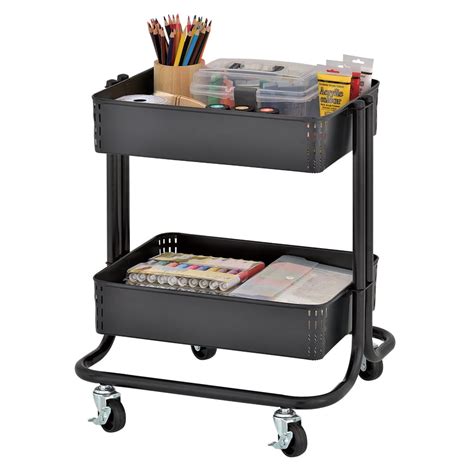 ECR4Kids 2-Tier Metal Rolling Utility Cart - Mobile Storage Organizer - Walmart.com - Walmart.com