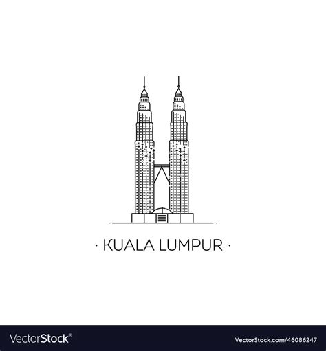 Malaysia line icon petronas towers at kuala Vector Image