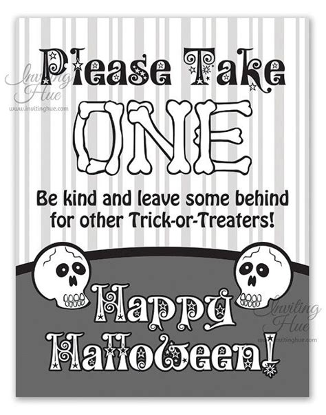 Printable Sign for Halloween Candy Bowl for Trick-or-Treaters | Etsy in 2020 | Halloween candy ...