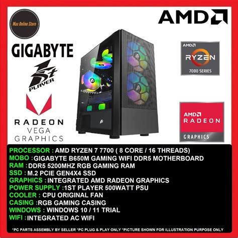 Gaming PC Desktop AMD Ryzen 7 7700/16GB/32GB/256GB SSD/512GB SSD/1TB ...