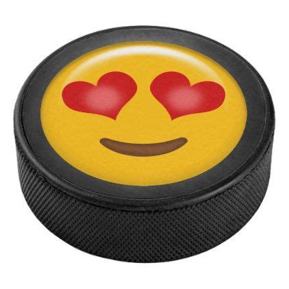 Cute Heart Eyes Emoji Hockey Puck - humor funny fun humour humorous gift idea | Hockey puck ...