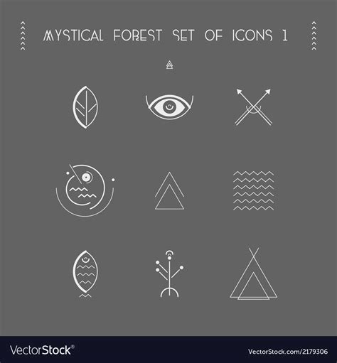 Mystical forest set of icons 1 Royalty Free Vector Image