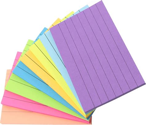 Self Sticky Notes Pad with Lines, 400Sheets Lined Sticky Notes, Colorful Sticky Notes for Office ...