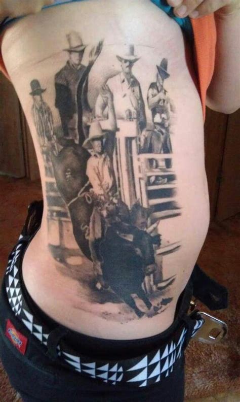 Bullriding tat AMAZING detail! | Bull tattoos, Bullriding tattoos, Western tattoos