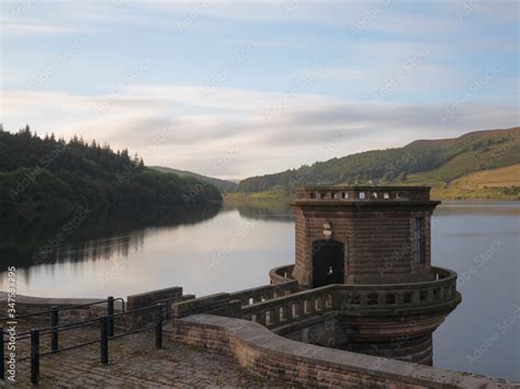 Ladybower Dam Valve Tower, Ladybower Reservoir, Peak District National Park, Hope Valley ...