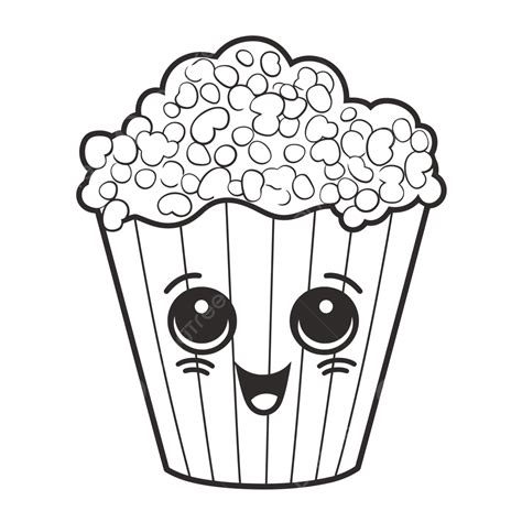 Popcorn Coloring Pages Cute Face Coloring And Drawing For Kids Outline ...