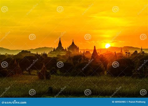 Sunrise of bagan pagoda stock image. Image of restoring - 48956985