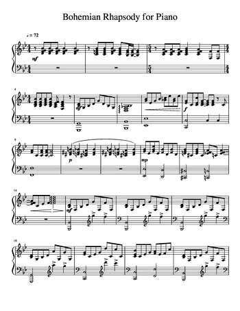 Bohemian Rhapsody for piano free sheet music by Queen | Pianoshelf