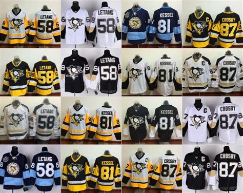 2017 50 Years Patch Pittsburgh Penguins Jersey Men'S 58 Kris Letang 81 ...