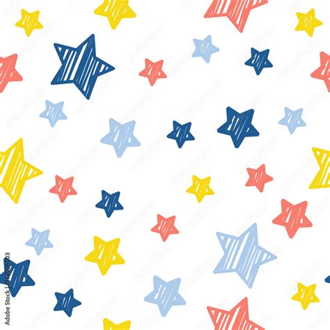 Abstract star seamless pattern background. Childish handcrafted ...