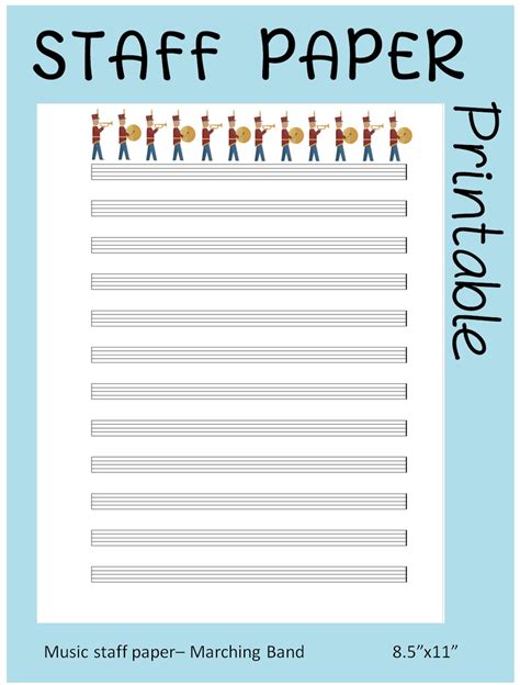 MARCHING BAND Printable Sheet Music Paper Instant Download Blank Staff ...