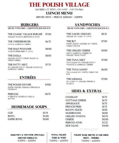 Menu of Polish Village in Berea, OH 44017