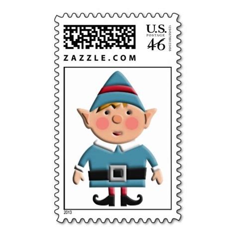 Cute Retro Christmas Elf Postage Stamp | Retro christmas, Christmas elf ...