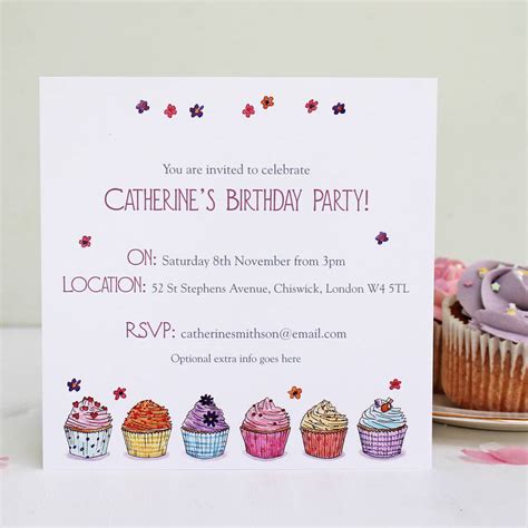 personalised cupcake party invitations by martha brook | notonthehighstreet.com