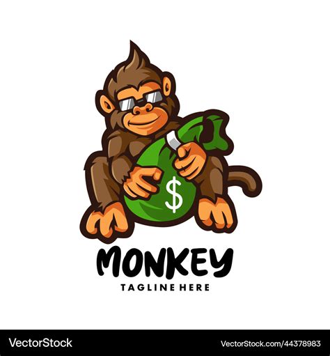 Monkey holding money bag Royalty Free Vector Image