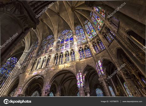 Interiors and details of basilica of saint-denis, France – Stock ...