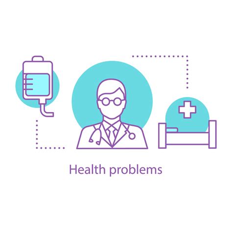 Health problems concept icon. Doctor. Medical help. Hospital idea thin line illustration. Vector ...