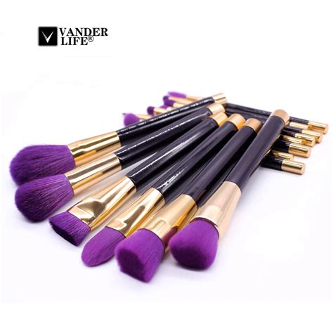 New 15pcs Purple Makeup Brushes Set Synthetic Hair Make Up Brush Tools ...