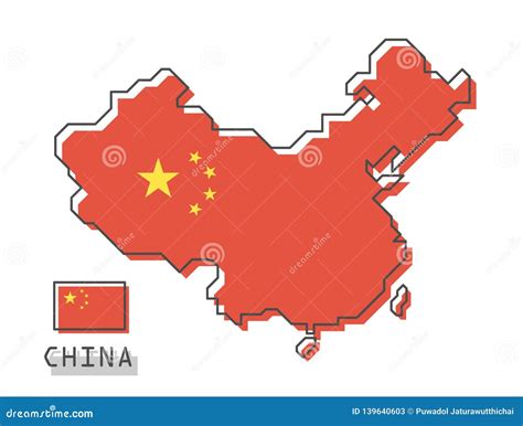 China Map and Flag . Modern Simple Line Cartoon Design Stock Vector ...