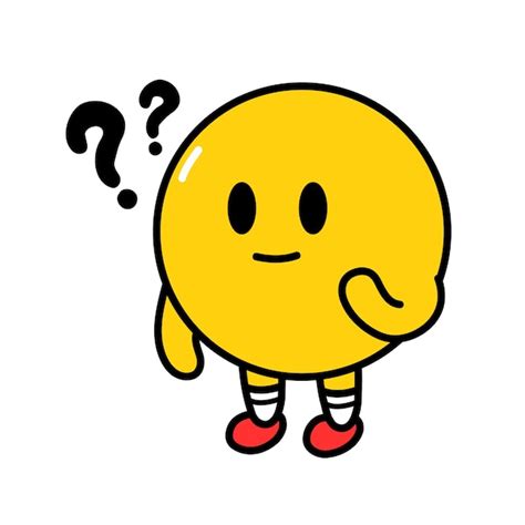 Premium Vector | Cute funny think emoji smile face with question mark ...