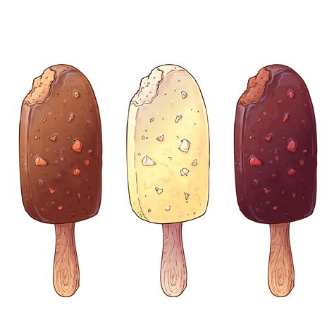 A set of three types of ice cream. Hand drawing. Vector illustration ...