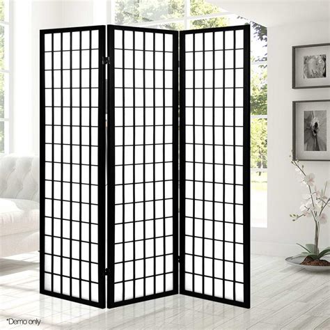 Artiss 3 Panel Room Divider Screen Wood Timber Dividers Black Fold ...