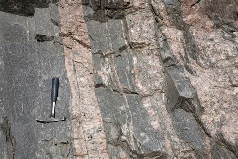 Pegmatite sill intruding gneiss. – Geology Pics