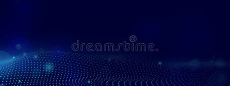 Abstract Blue Dots and Weave Lines with Lens Flare Bokeh Background. Futuristic Digital ...