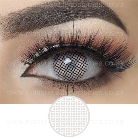 Masquerade Costume Hire – White Mesh Contact Lenses