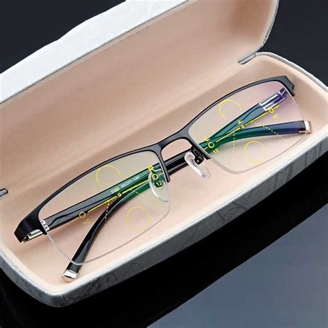 Business Style Bifocal Reading Glasses Women Men Progressive Vision Adjustment Eyeglasses ...