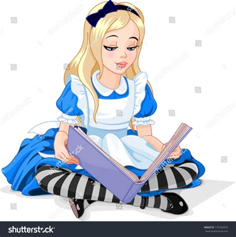 Alice Wonderland Reading Book Stock Vector (Royalty Free) 175760453 ...