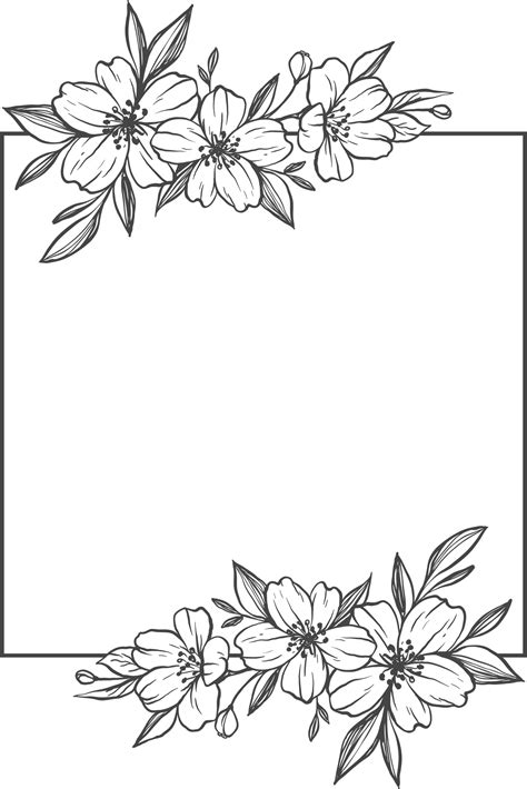 Rose flower frame square shape | Floral border design, Floral design drawing, Flower drawing design