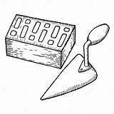 Coloring Book Repair Brick And Trowel Vector Stock  sketch template