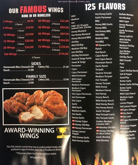 Menu at Just Wing it restaurant, Ocean City