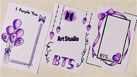 BTS Border Design💜/Border design for school project/BTS logo Drawing/Project Work Designs/Front ...