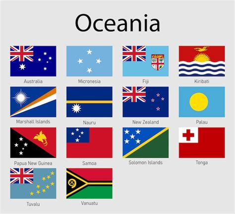 Premium Vector | Set of flags Oceanian countries All Oceania flag collection