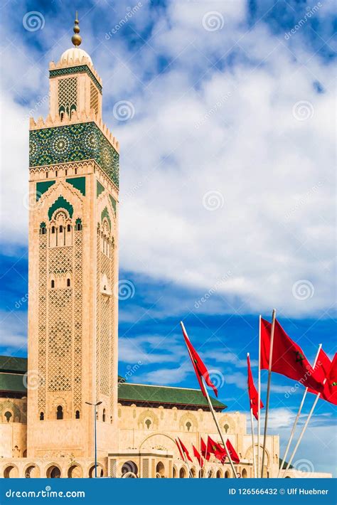 Minaret of Hassan II Mosque in Casablanca - Morocco Stock Photo - Image of horizontal, islam ...