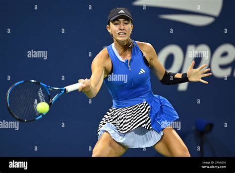 Elina Avanesyan in action during a women's singles match at the 2023 US ...