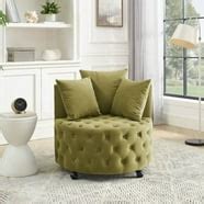 CHITA Swivel Fabric Accent Chair with Open Back&Wood Base,Modern ...