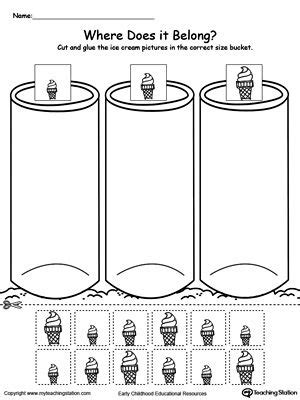 Sorting By Size Worksheets For Kindergarten